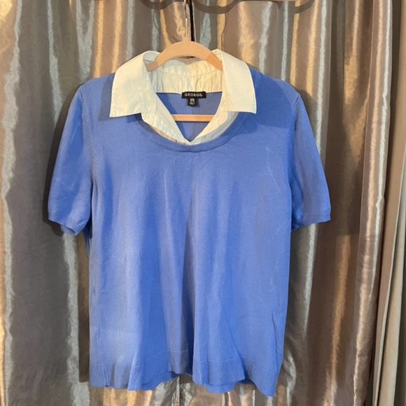 X-Large, George, blue, short sleeve sweater - Picture 1 of 5